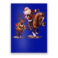 Funny Cow Santa Bulldogging Christmas Cow Western Xmas Gift Poster