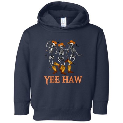 Funny Cowboy Skeleton Dancing Yeehaw Western Halloween Toddler Hoodie