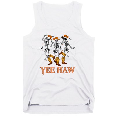 Funny Cowboy Skeleton Dancing Yeehaw Western Halloween Tank Top