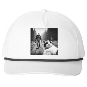 Funny Cat Selfie With Sasquatch Bigfoot Novelty Silly Weird Snapback Five-Panel Rope Hat