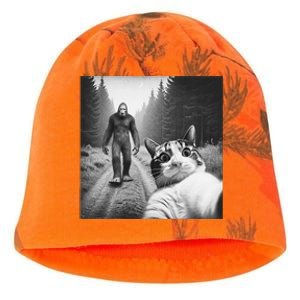 Funny Cat Selfie With Sasquatch Bigfoot Novelty Silly Weird Kati - Camo Knit Beanie