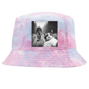 Funny Cat Selfie With Sasquatch Bigfoot Novelty Silly Weird Tie-Dyed Bucket Hat