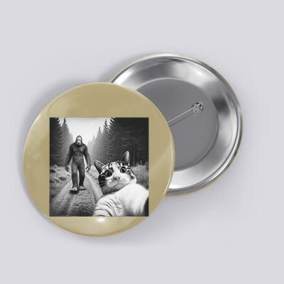 Funny Cat Selfie With Sasquatch Bigfoot Novelty Silly Weird Button