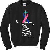 Faith Cancer Support Ribbon Thyroid Cancer Awareness Kids Sweatshirt