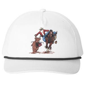 Funny Cow Santa Bulldogging Christmas Western Cow Xmas Gift Snapback Five-Panel Rope Hat