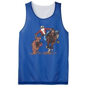 Funny Cow Santa Bulldogging Christmas Western Cow Xmas Gift Mesh Reversible Basketball Jersey Tank