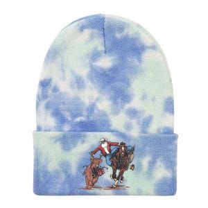 Funny Cow Santa Bulldogging Christmas Western Cow Xmas Gift Tie Dye 12in Knit Beanie