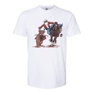 Funny Cow Santa Bulldogging Christmas Western Cow Xmas Gift Softstyle CVC T-Shirt