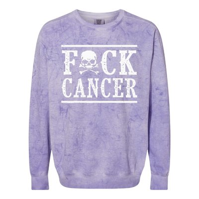 Fuck Cancer Skull and Crossbones Skeleton Breast Cancer Colorblast Crewneck Sweatshirt