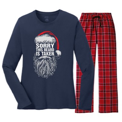 Funny Christmas Sorry This Beard Is Taken Santa Claus Women's Long Sleeve Flannel Pajama Set 