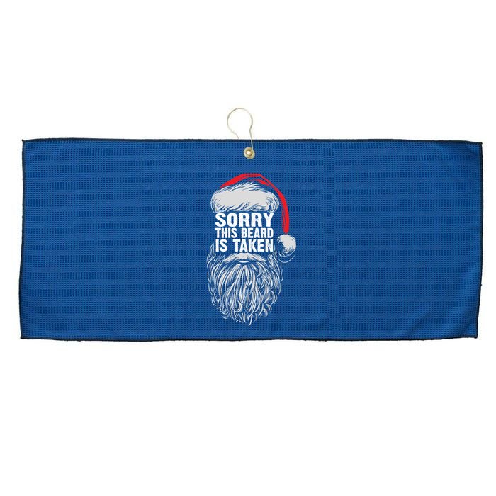 Funny Christmas Sorry This Beard Is Taken Santa Claus Large Microfiber Waffle Golf Towel