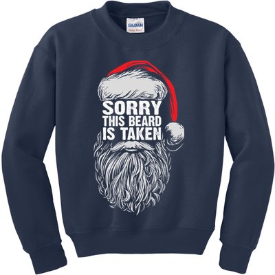 Funny Christmas Sorry This Beard Is Taken Santa Claus Kids Sweatshirt
