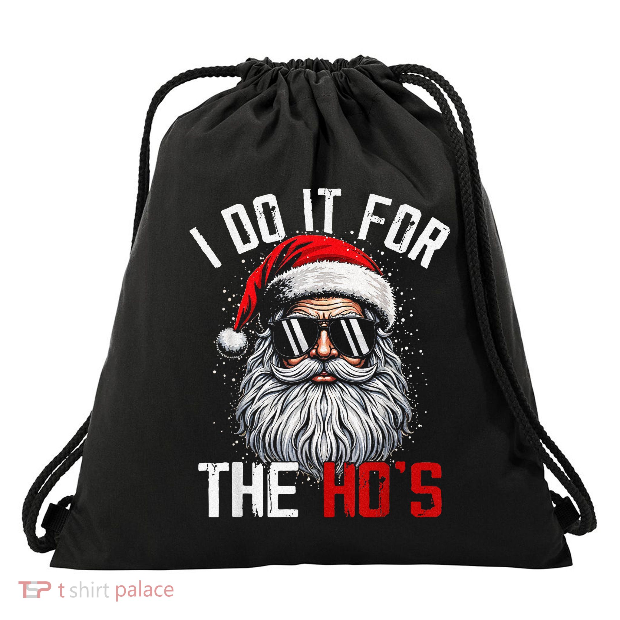 Funny Christmas Santa Claus I Do It For The Hos Cute Xmas Drawstring Bag