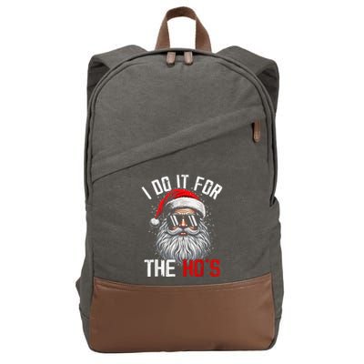 Funny Christmas Santa Claus I Do It For The Hos Cute Xmas Cotton Canvas Backpack