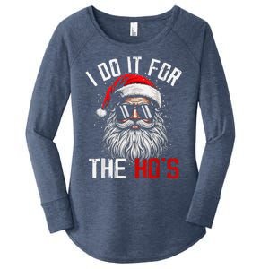 Funny Christmas Santa Claus I Do It For The Hos Cute Xmas Women's Perfect Tri Tunic Long Sleeve Shirt