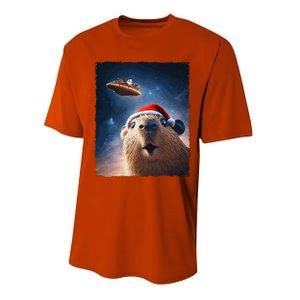 Funny Capybara Selfie Santa Ufo Xmas Christmas Performance Sprint T-Shirt