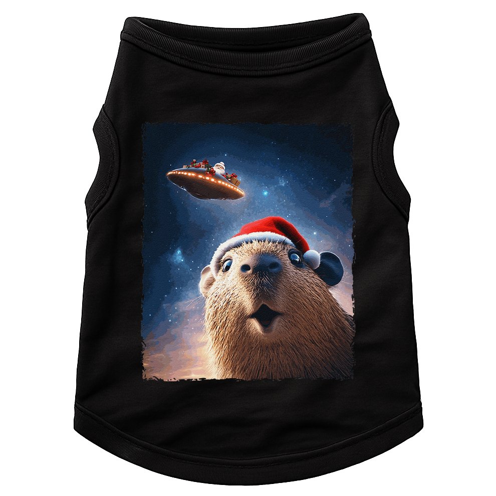 Funny Capybara Selfie Santa Ufo Xmas Christmas Doggie Tank