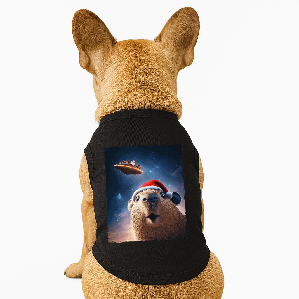 Funny Capybara Selfie Santa Ufo Xmas Christmas Doggie Tank
