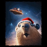 Funny Capybara Selfie Santa Ufo Xmas Christmas Doggie Tank