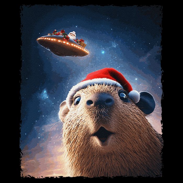 Funny Capybara Selfie Santa Ufo Xmas Christmas Doggie Tank