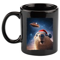 Funny Capybara Selfie Santa Ufo Xmas Christmas 11oz C Handle Ceramic Mug