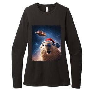 Funny Capybara Selfie Santa Ufo Xmas Christmas Womens CVC Long Sleeve Shirt