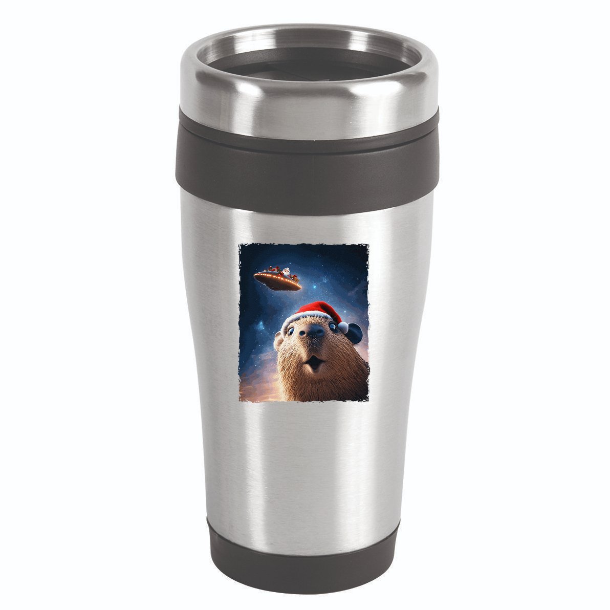 Funny Capybara Selfie Santa Ufo Xmas Christmas 16oz Travel Tumbler