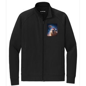 Funny Capybara Selfie Santa Ufo Xmas Christmas Stretch Full-Zip Cadet Jacket