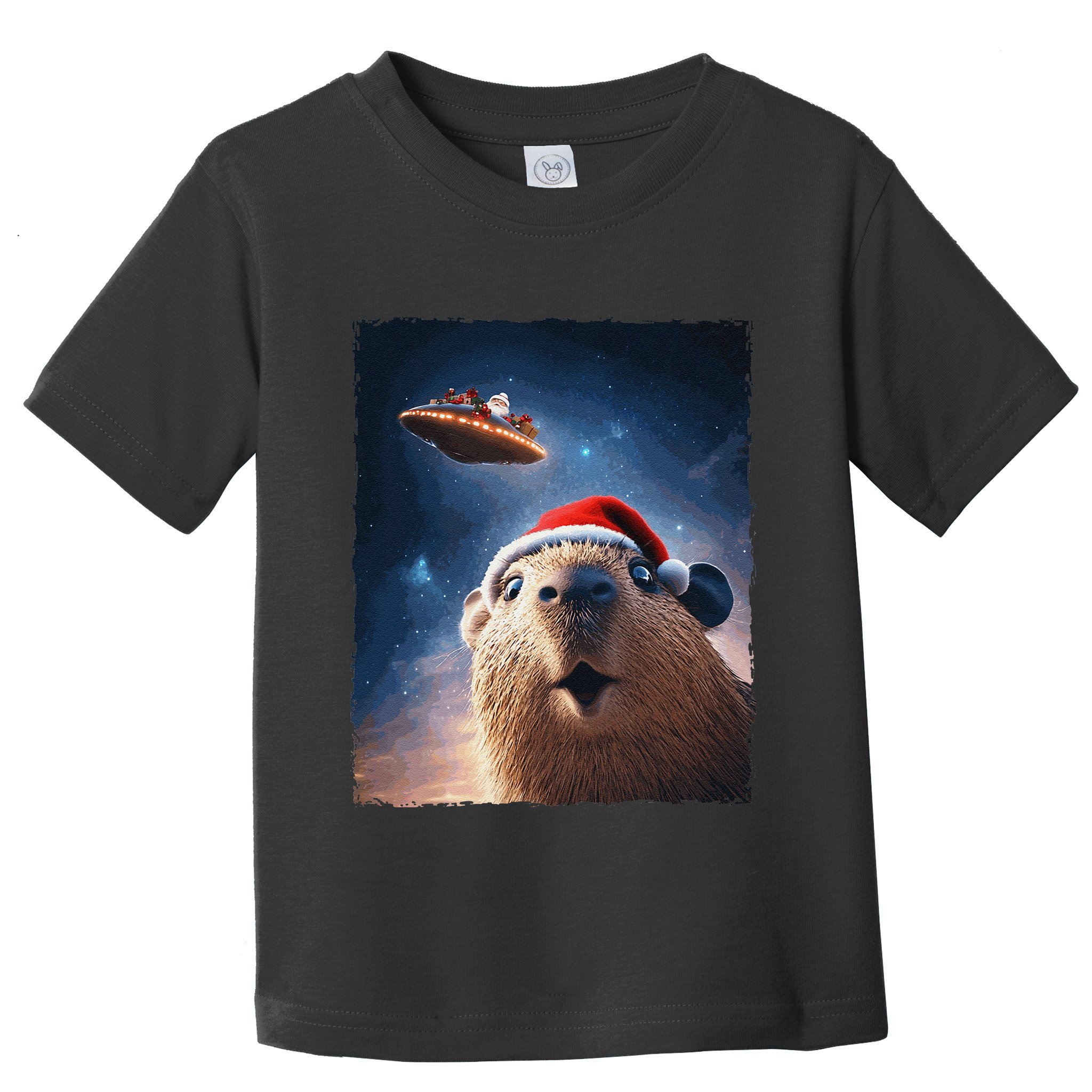 Funny Capybara Selfie Santa Ufo Xmas Christmas Toddler T-Shirt