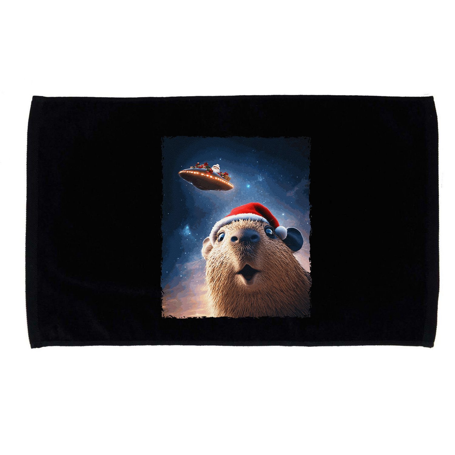 Funny Capybara Selfie Santa Ufo Xmas Christmas Microfiber Hand Towel