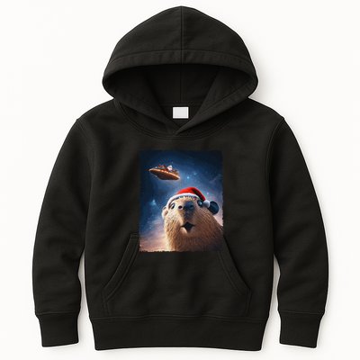 Funny Capybara Selfie Santa Ufo Xmas Christmas Kids Hoodie