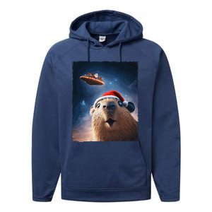 Funny Capybara Selfie Santa Ufo Xmas Christmas Performance Fleece Hoodie