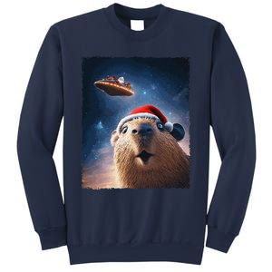 Funny Capybara Selfie Santa Ufo Xmas Christmas Sweatshirt