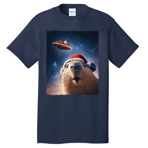 Funny Capybara Selfie Santa Ufo Xmas Christmas Tall T-Shirt