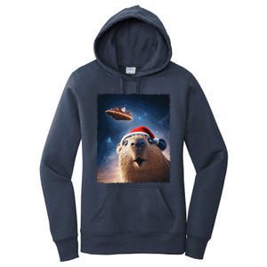 Funny Capybara Selfie Santa Ufo Xmas Christmas Women's Pullover Hoodie