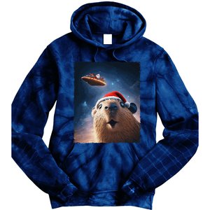 Funny Capybara Selfie Santa Ufo Xmas Christmas Tie Dye Hoodie