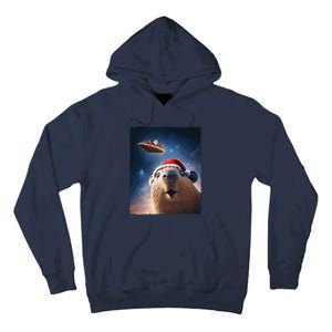 Funny Capybara Selfie Santa Ufo Xmas Christmas Tall Hoodie