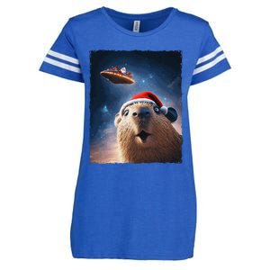 Funny Capybara Selfie Santa Ufo Xmas Christmas Enza Ladies Jersey Football T-Shirt