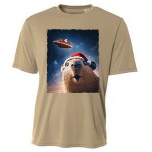 Funny Capybara Selfie Santa Ufo Xmas Christmas Cooling Performance Crew T-Shirt