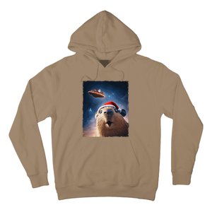 Funny Capybara Selfie Santa Ufo Xmas Christmas Hoodie