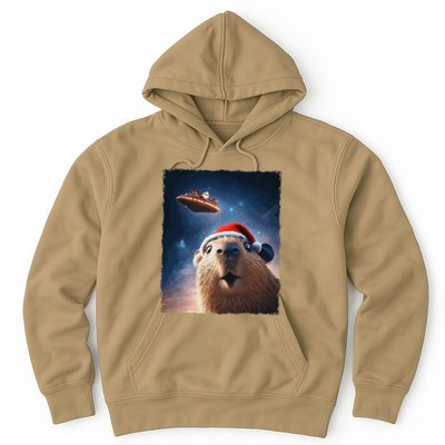 Funny Capybara Selfie Santa Ufo Xmas Christmas Hoodie