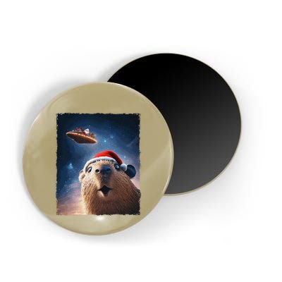 Funny Capybara Selfie Santa Ufo Xmas Christmas Magnet