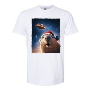 Funny Capybara Selfie Santa Ufo Xmas Christmas Softstyle CVC T-Shirt