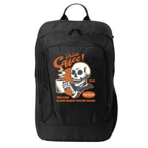 Funny Coffee Skeleton Halloween Spooky Cute Gift City Backpack