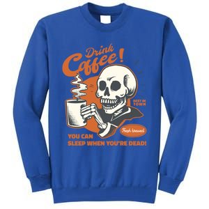 Funny Coffee Skeleton Halloween Spooky Cute Gift Tall Sweatshirt