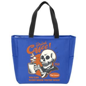 Funny Coffee Skeleton Halloween Spooky Cute Gift Zip Tote Bag