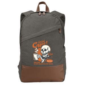 Funny Coffee Skeleton Halloween Spooky Cute Gift Cotton Canvas Backpack