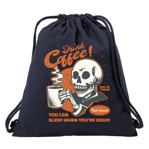 Funny Coffee Skeleton Halloween Spooky Cute Gift Drawstring Bag