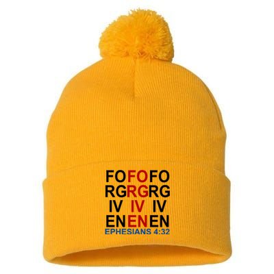 Forgiven Christian Saying Pom Pom 12in Knit Beanie