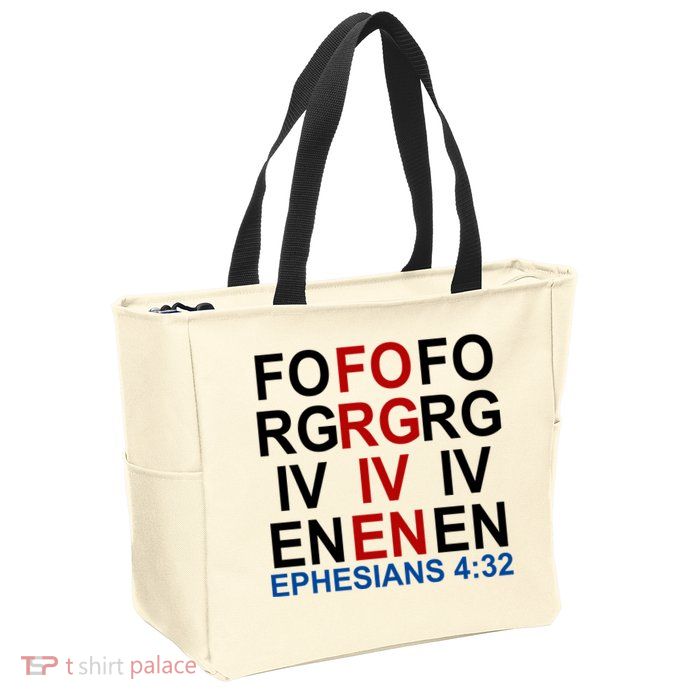Forgiven Christian Saying Zip Tote Bag